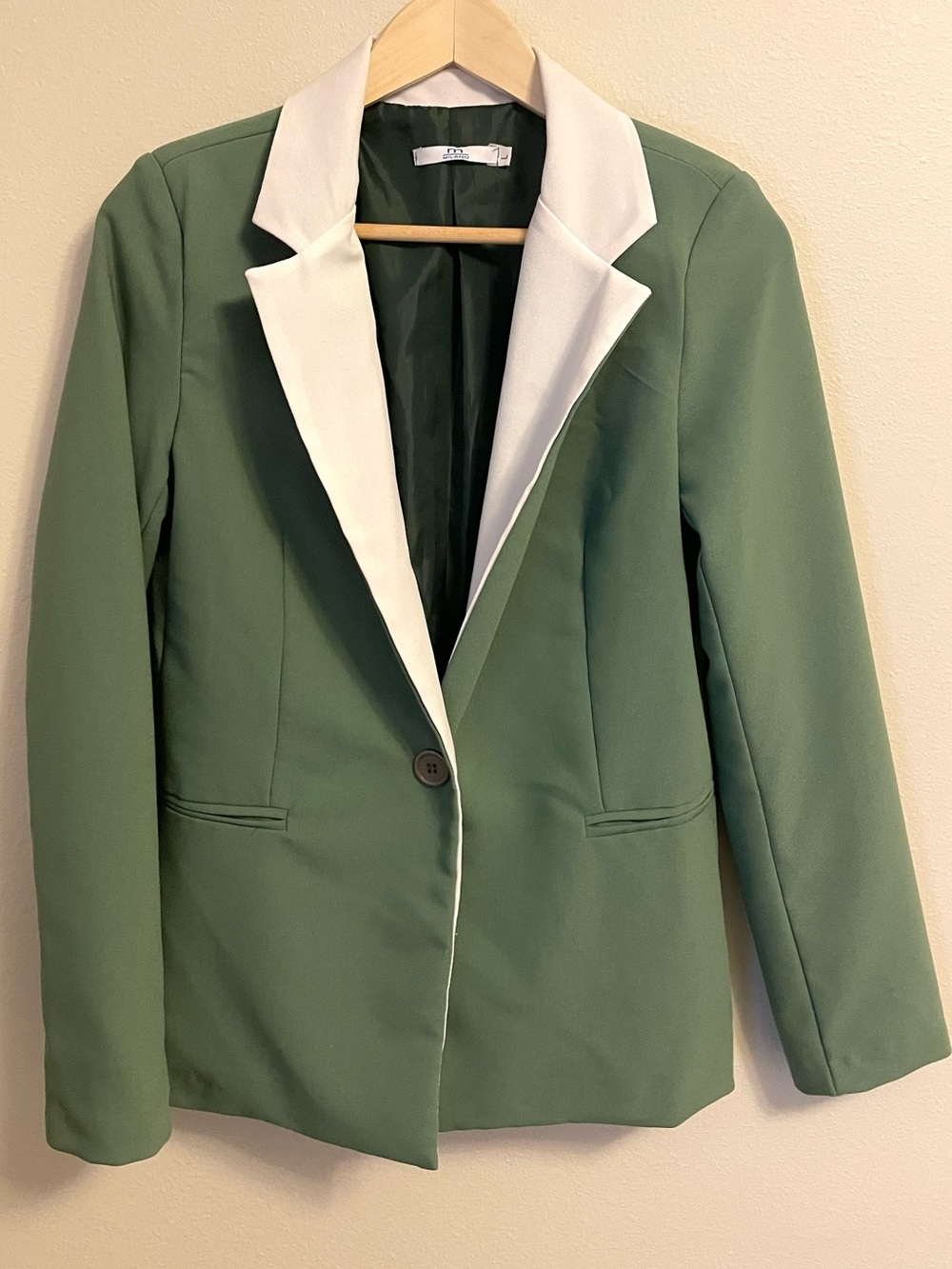 Milano - Green & Ivory Contrast Lapel Blazer Jacket | Modern Office - Size L
